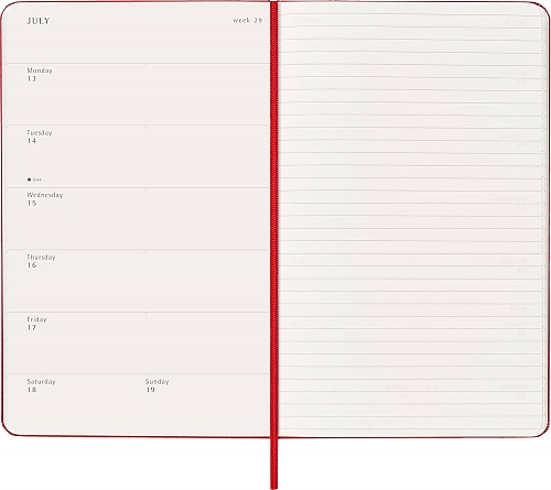 Kalendarz Moleskine 2026 12M rozmiar L (duży 13x21 cm) Tygodniowy Czerwony/ Szkarłatny Twarda oprawa (Moleskine Weekly Notebook Diary/Planner 2026 Large Scarlet Red Hard Cover) - 8056999274696