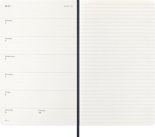 Kalendarz Moleskine 2026 12M rozmiar L (duży 13x21 cm) Tygodniowy Niebieski/ Szafirowy Miękka oprawa (Moleskine Weekly Notebook Diary/Planner 2026 Large Sapphire Blue Soft Cover) - 8056999274702