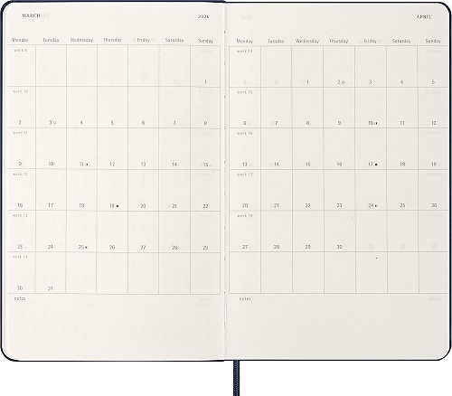 Kalendarz Moleskine 2026 12M rozmiar L (duży 13x21 cm) Tygodniowy Niebieski/ Szafirowy Twarda oprawa (Moleskine Weekly Notebook Diary/Planner 2026 Large Sapphire Blue Hard Cover) - 8056999274672