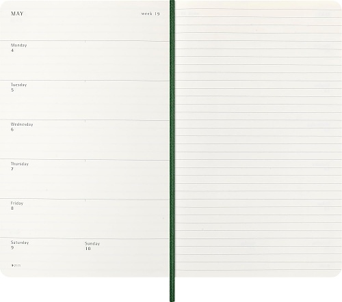 Kalendarz Moleskine 2026 12M rozmiar L (duży 13x21 cm) Tygodniowy Zielony Mirt Miękka oprawa (Moleskine Weekly Notebook Diary/Planner 2026 Large Myrtle Green Soft Cover) - 8056999275532
