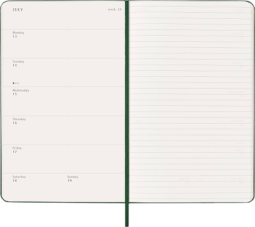 Kalendarz Moleskine 2026 12M rozmiar L (duży 13x21 cm) Tygodniowy Zielony Mirt Twarda oprawa (Moleskine Weekly Notebook Diary/Planner 2026 Large Myrtle Green Hard Cover) - 8056999275525