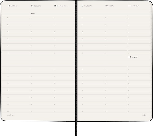 Kalendarz Moleskine 2026 12M rozmiar L (duży 13x21 cm) Wertykalny Tygodniowy Czarny Twarda oprawa (Moleskine Weekly Vertical Diary/Planner 2026 Large Black Hard Cover) - 8056999275358
