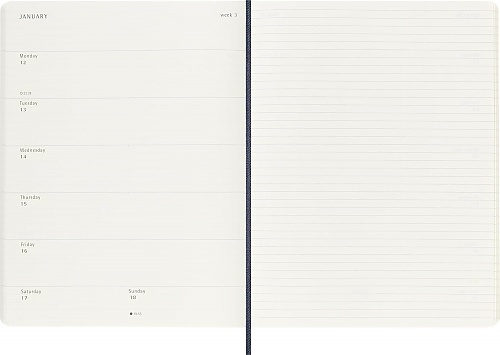 Kalendarz Moleskine 2026 12M rozmiar XL (bardzo duży 19x25 cm) Tygodniowy Niebieski Szafirowy Miękka oprawa (Moleskine Weekly Notebook Diary/Planner 2026 Extra Large Sapphire Blue Soft Cover) - 8056999275242