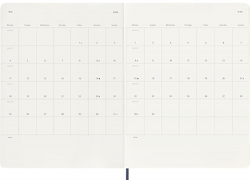 Kalendarz Moleskine 2026 12M rozmiar XL (bardzo duży 19x25 cm) Tygodniowy Niebieski Szafirowy Miękka oprawa (Moleskine Weekly Notebook Diary/Planner 2026 Extra Large Sapphire Blue Soft Cover) - 8056999275242