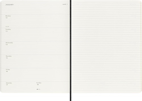 Kalendarz Moleskine 2026 12M rozmiar XL (bardzo duży 19x25 cm) Tygodniowy Czarny Miękka oprawa (Moleskine Weekly Notebook Diary/Planner 2026 Extra Large Black Soft Cover) - 8056999275266