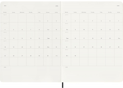 Kalendarz Moleskine 2026 12M rozmiar XL (bardzo duży 19x25 cm) Tygodniowy Czarny Miękka oprawa (Moleskine Weekly Notebook Diary/Planner 2026 Extra Large Black Soft Cover) - 8056999275266