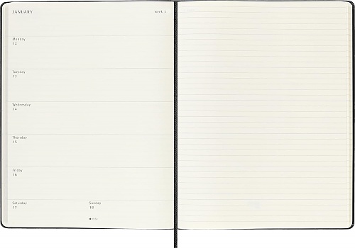 Kalendarz Moleskine 2026 12M rozmiar XL (bardzo duży 19x25 cm) Tygodniowy Czarny Twarda oprawa (Moleskine Weekly Notebook Diary/Planner 2026 Extra Large Black Hard Cover) - 8056999275259