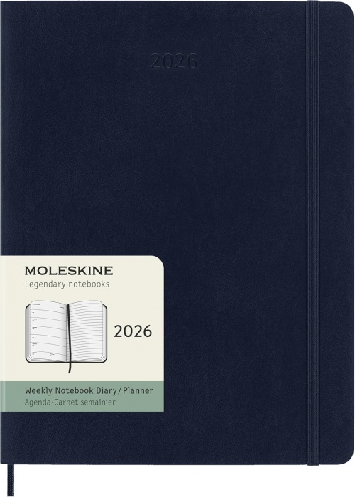 Kalendarz Moleskine 2026 12M rozmiar XL (bardzo duży 19x25 cm) Tygodniowy Niebieski Szafirowy Miękka oprawa (Moleskine Weekly Notebook Diary/Planner 2026 Extra Large Sapphire Blue Soft Cover) - 8056999275242