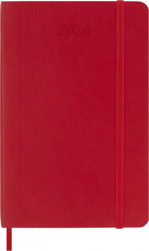 Kalendarz Moleskine 2026 12M rozmiar P (kieszonkowy 9x14 cm) Dzienny Czerwony/Szkarłatny Miękka oprawa (Moleskine Daily Notebook Diary/Planner 2026 Pocket Scarlet Red Soft Cover) - 8056999274641