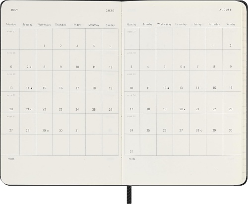 Kalendarz Moleskine 2026 12M rozmiar P (kieszonkowy 9x14 cm) Horyzontalny Tygodniowy Czarny Miękka oprawa (Moleskine Weekly Horizontal Diary/Planner 2026 Pocket Black Soft Cover) - 8056999275280