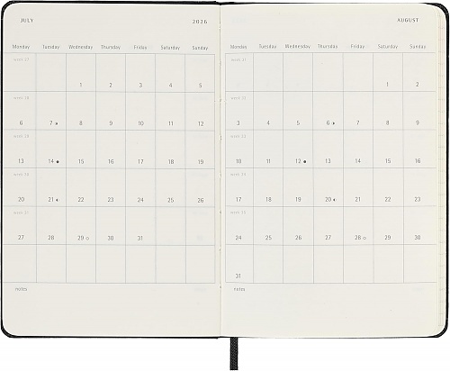 Kalendarz Moleskine 2026 12M rozmiar P (kieszonkowy 9x14 cm) Tygodniowy Czarny Twarda oprawa (Moleskine Weekly Notebook Diary/Planner 2026 Pocket Black Hard Cover) - 8056999274757