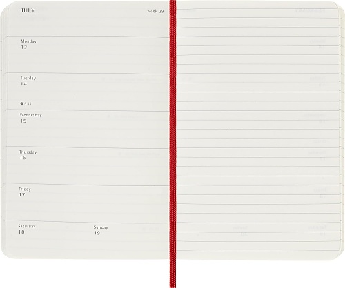 Kalendarz Moleskine 2026 12M rozmiar P (kieszonkowy 9x14 cm) Tygodniowy Czerwony/Szkarłatny Miękka oprawa (Moleskine Weekly Notebook Diary/Planner 2026 Pocket Scarlet Red  Soft Cover) - 8056999275228
