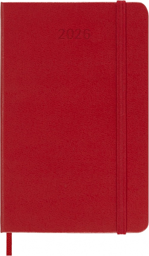 Kalendarz Moleskine 2026 12M rozmiar P (kieszonkowy 9x14 cm) Tygodniowy Czerwony/Szkarłatny Twarda oprawa (Moleskine Weekly Notebook Diary/Planner 2026 Pocket Scarlet Red Hard Cover) - 8056999274764