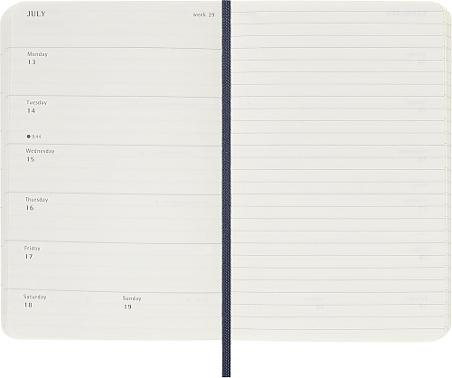 Kalendarz Moleskine 2026 12M rozmiar P (kieszonkowy 9x14 cm) Tygodniowy Niebieski/Szafirowy Miękka oprawa (Moleskine Weekly Notebook Diary/Planner 2026 Pocket Sapphire Blue Soft Cover) - 8056999274771