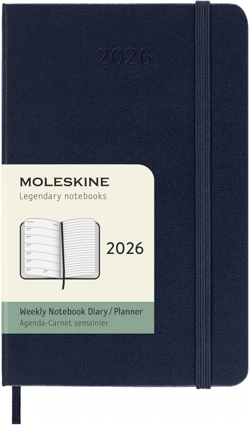 Kalendarz Moleskine 2026 12M rozmiar P (kieszonkowy 9x14 cm) Tygodniowy Niebieski/Szafirowy Twarda oprawa (Moleskine Weekly Notebook Diary/Planner 2026 Pocket Sapphire Blue Hard Cover) - 8056999274740
