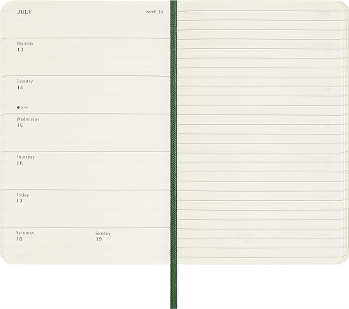 Kalendarz Moleskine 2026 12M rozmiar P (kieszonkowy 9x14 cm) Tygodniowy Zielony Mirt Miękka oprawa (Moleskine Weekly Notebook Diary/Planner 2026 Pocket Myrtle Green Soft Cover) - 8056999275556
