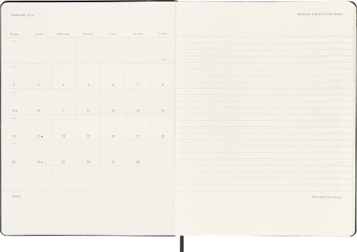Kalendarz Moleskine 2026 12M PRO rozmiar XL (bardzo duży 19x25 cm) Wertykalny Tygodniowy Czarny Twarda oprawa (Moleskine Weekly Vertical 2026 PRO Planner Extra Large Black Hard Cover) - 8056999274665