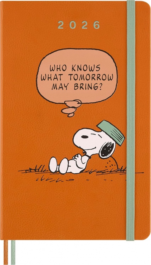 Kalendarz Moleskine 2026 12M Fistaszki Peanuts Snoopy rozmiar L (duży 13x21 cm) Tygodniowy Pomarańczowy Twarda oprawa (Moleskine Limited Edition Peanuts Weekly Notebook/Planner 2022 Large Orange Hard Cover) - 8056999277147