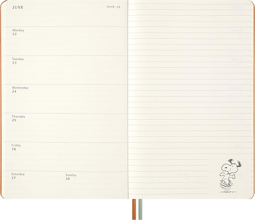 Kalendarz Moleskine 2026 12M Fistaszki Peanuts Snoopy rozmiar L (duży 13x21 cm) Tygodniowy Pomarańczowy Twarda oprawa (Moleskine Limited Edition Peanuts Weekly Notebook/Planner 2022 Large Orange Hard Cover) - 8056999277147