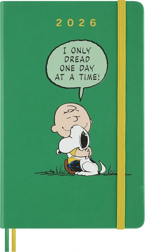 Kalendarz Moleskine 2026 12M Fistaszki Peanuts Charlie i Snoopy rozmiar L (duży 13x21 cm) Dzienny Zielony Twarda oprawa (Moleskine Limited Edition Peanuts Daily Notebook/Planner 2026 Large Green Hard Cover) - 8056999277154