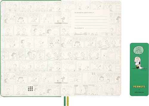 Kalendarz Moleskine 2026 12M Fistaszki Peanuts Charlie i Snoopy rozmiar L (duży 13x21 cm) Dzienny Zielony Twarda oprawa (Moleskine Limited Edition Peanuts Daily Notebook/Planner 2026 Large Green Hard Cover) - 8056999277154