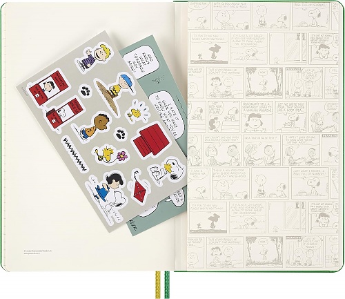 Kalendarz Moleskine 2026 12M Fistaszki Peanuts Charlie i Snoopy rozmiar L (duży 13x21 cm) Dzienny Zielony Twarda oprawa (Moleskine Limited Edition Peanuts Daily Notebook/Planner 2026 Large Green Hard Cover) - 8056999277154