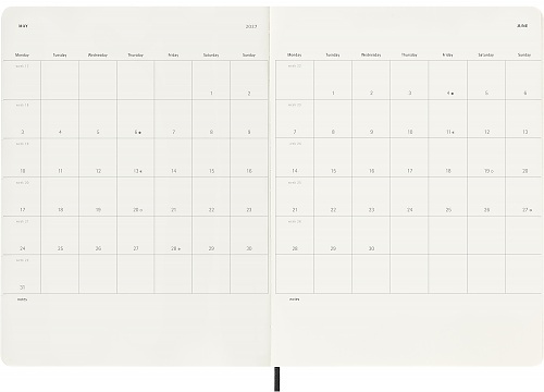 Kalendarz Moleskine 2027 12M rozmiar XL (bardzo duży 19x25 cm) Tygodniowy Czarny Miękka oprawa (Moleskine Weekly Notebook Diary/Planner 2027 Extra Large Black Soft Cover) - 8056999279660