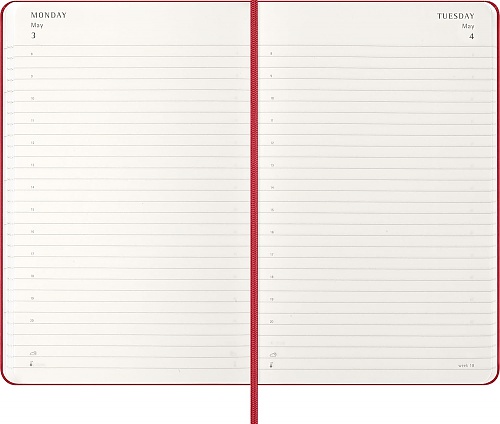 Kalendarz Moleskine 2027 12M rozmiar L (duży 13x21 cm) Dzienny Czerwony/Szkarłatny Twarda oprawa (Moleskine Daily Notebook Diary/Planner 2027 Large Scarled Red Hard Cover) - 8056999279370