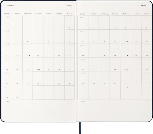 Kalendarz Moleskine 2027 12M rozmiar L (duży 13x21 cm) Dzienny Niebieski/Szafirowy Twarda oprawa (Moleskine Daily Notebook Diary/Planner 2027 Large Sapphire Blue Hard Cover) - 8056999279356