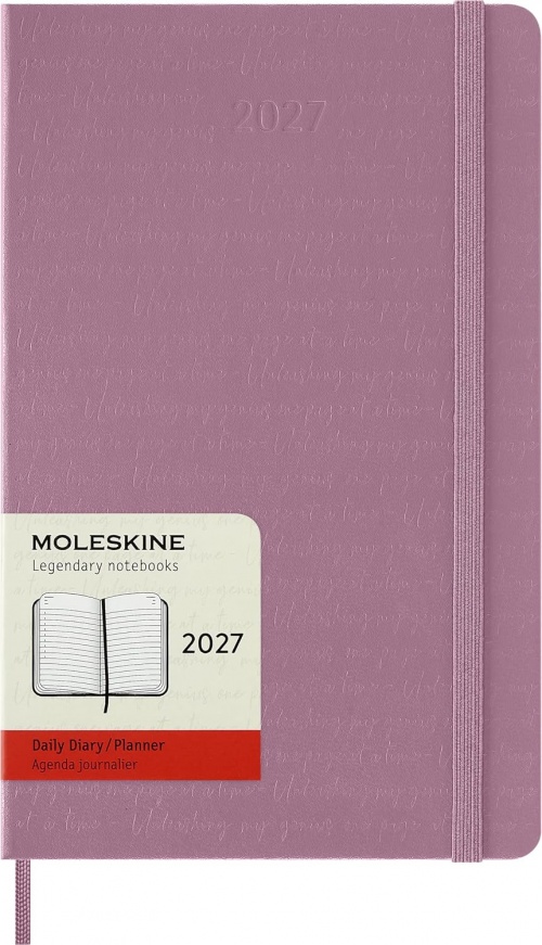 Kalendarz Moleskine 2027 12M rozmiar L (duży 13x21 cm) Dzienny Majestatyczny Różowy Twarda oprawa (Moleskine Daily Notebook Diary/Planner 2027 Large Majestic Pink Hard Cover) - 8056999279158