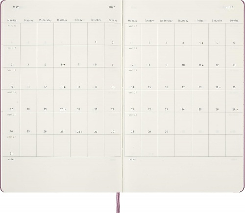 Kalendarz Moleskine 2027 12M rozmiar L (duży 13x21 cm) Dzienny Majestatyczny Różowy Twarda oprawa (Moleskine Daily Notebook Diary/Planner 2027 Large Majestic Pink Hard Cover) - 8056999279158