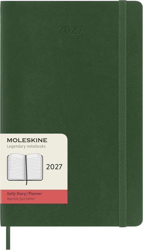 Kalendarz Moleskine 2027 12M rozmiar L (duży 13x21 cm) Dzienny Zielony Mirt Miękka oprawa (Moleskine Daily Notebook Diary/Planner 2027 Large Myrtle Green Soft Cover) - 8056999278694
