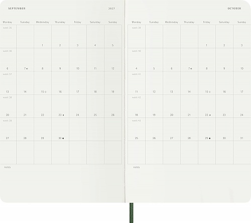 Kalendarz Moleskine 2027 12M rozmiar L (duży 13x21 cm) Dzienny Zielony Mirt Miękka oprawa (Moleskine Daily Notebook Diary/Planner 2027 Large Myrtle Green Soft Cover) - 8056999278694