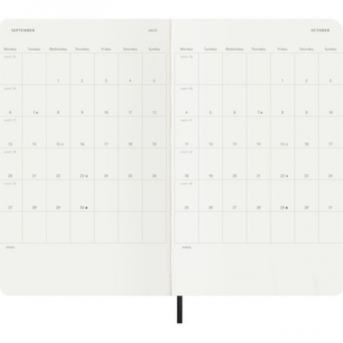 Kalendarz Moleskine 2027 12M rozmiar L (duży 13x21 cm) Tygodniowy Czarny Miękka oprawa (Moleskine Weekly Notebook Diary/Planner 2027 Large Black Soft Cover) - 8056999279547