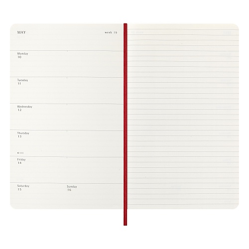 Kalendarz Moleskine 2027 12M rozmiar L (duży 13x21 cm) Tygodniowy Czerwony/ Szkarłatny Miękka oprawa (Moleskine Weekly Notebook Diary/Planner 2027 Large Scarlet Red Soft Cover) - 8056999279554
