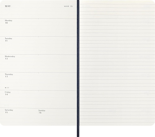 Kalendarz Moleskine 2027 12M rozmiar L (duży 13x21 cm) Tygodniowy Niebieski/ Szafirowy Miękka oprawa (Moleskine Weekly Notebook Diary/Planner 2027 Large Sapphire Blue Soft Cover) - 8056999279523