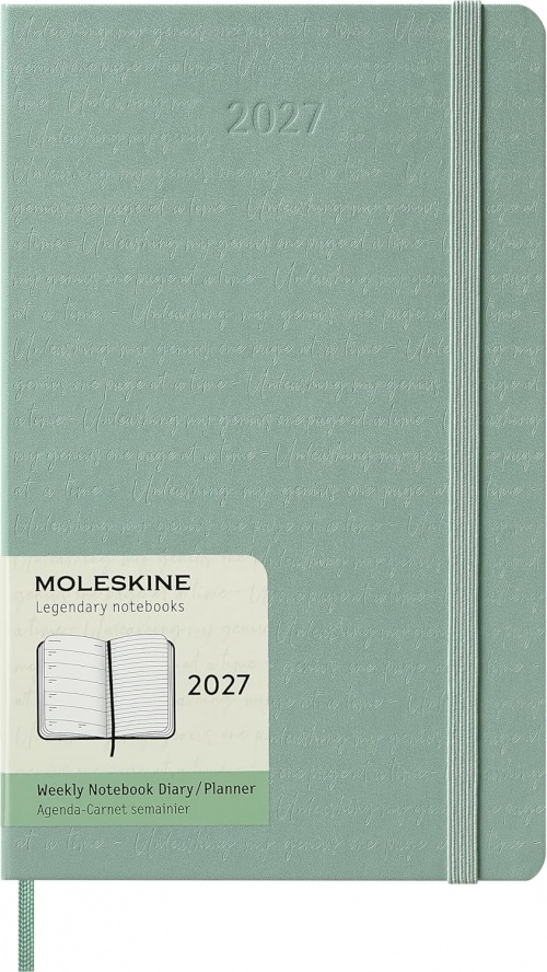 Kalendarz Moleskine 2027 12M rozmiar L (duży 13x21 cm) Tygodniowy Szałwiowa Zieleń Twarda oprawa (Moleskine Weekly Notebook Diary/Planner 2027 Large Sage Green Hard Cover) - 8056999279165