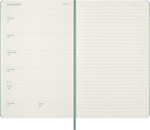 Kalendarz Moleskine 2027 12M rozmiar L (duży 13x21 cm) Tygodniowy Szałwiowa Zieleń Twarda oprawa (Moleskine Weekly Notebook Diary/Planner 2027 Large Sage Green Hard Cover) - 8056999279165