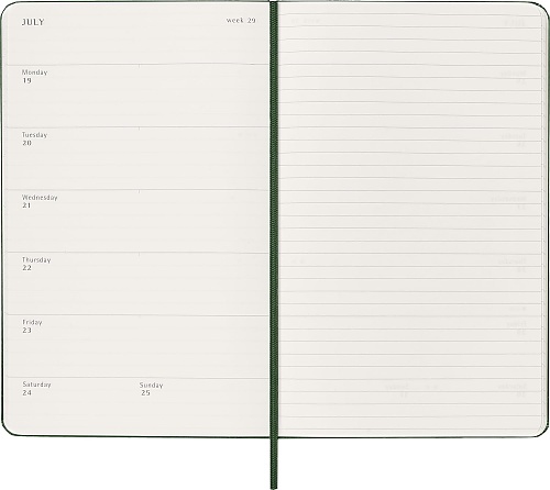Kalendarz Moleskine 2027 12M rozmiar L (duży 13x21 cm) Tygodniowy Zielony Mirt Twarda oprawa (Moleskine Weekly Notebook Diary/Planner 2027 Large Myrtle Green Hard Cover) - 8056999279943