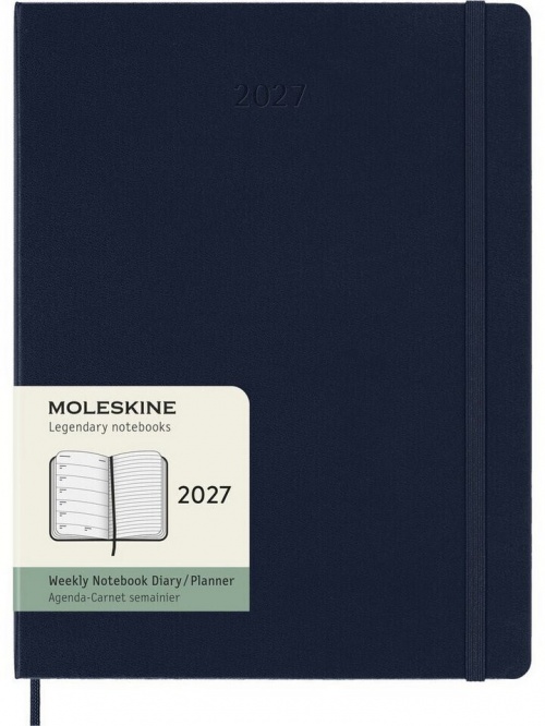 Kalendarz Moleskine 2027 12M rozmiar XL (bardzo duży 19x25 cm) Tygodniowy Niebieski Szafirowy Twarda oprawa (Moleskine Weekly Notebook Diary/Planner 2027 Extra Large Sapphire Blue Hard Cover) - 8056999279639