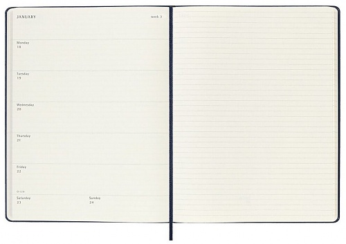 Kalendarz Moleskine 2027 12M rozmiar XL (bardzo duży 19x25 cm) Tygodniowy Niebieski Szafirowy Twarda oprawa (Moleskine Weekly Notebook Diary/Planner 2027 Extra Large Sapphire Blue Hard Cover) - 8056999279639