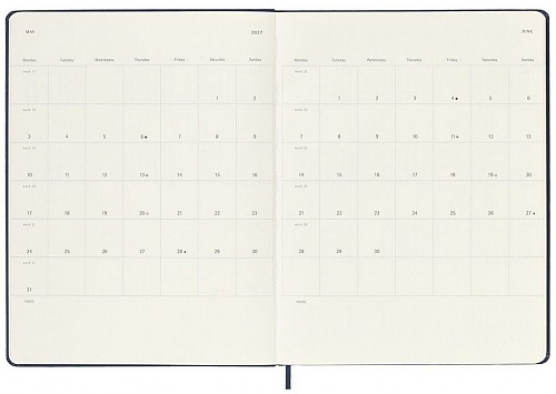 Kalendarz Moleskine 2027 12M rozmiar XL (bardzo duży 19x25 cm) Tygodniowy Niebieski Szafirowy Twarda oprawa (Moleskine Weekly Notebook Diary/Planner 2027 Extra Large Sapphire Blue Hard Cover) - 8056999279639