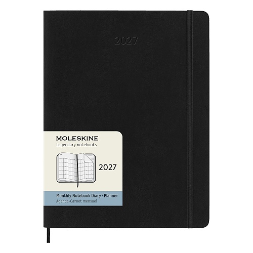 Kalendarz Moleskine 2027 12M rozmiar XL (bardzo duży 19x25 cm) Miesięczny Czarny Miękka oprawa (Moleskine Monthly Diary/Planner 2027 Extra Large Black Soft Cover) - 8056999279745