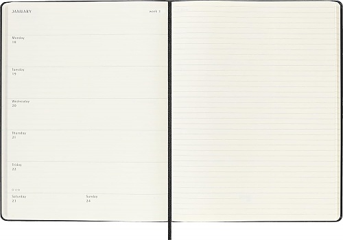 Kalendarz Moleskine 2027 12M rozmiar XL (bardzo duży 19x25 cm) Tygodniowy Czarny Twarda oprawa (Moleskine Weekly Notebook Diary/Planner 2027 Extra Large Black Hard Cover) - 8056999279653