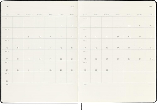 Kalendarz Moleskine 2027 12M rozmiar XL (bardzo duży 19x25 cm) Tygodniowy Czarny Twarda oprawa (Moleskine Weekly Notebook Diary/Planner 2027 Extra Large Black Hard Cover) - 8056999279653