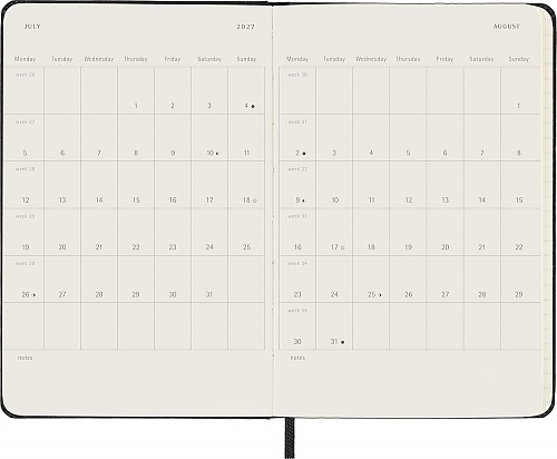 Kalendarz Moleskine 2027 12M rozmiar P (kieszonkowy 9x14 cm) Dzienny Czarny Twarda oprawa (Moleskine Daily Notebook Diary/Planner 2027 Pocket Black Hard Cover) - 8056999279424