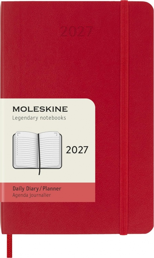 Kalendarz Moleskine 2027 12M rozmiar P (kieszonkowy 9x14 cm) Dzienny Czerwony/Szkarłatny Miękka oprawa (Moleskine Daily Notebook Diary/Planner 2027 Pocket Scarlet Red Soft Cover) - 8056999279462