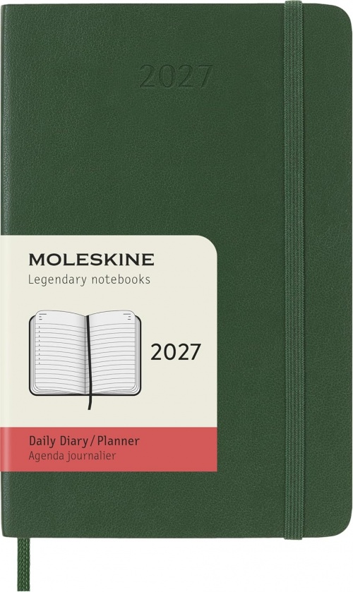 Kalendarz Moleskine 2027 12M rozmiar P (kieszonkowy 9x14 cm) Dzienny Zielony Mirt Miękka oprawa (Moleskine Daily Notebook Diary/Planner 2027 Pocket Myrtle Green Soft Cover) - 8056999278687
