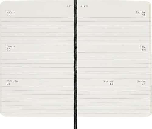 Kalendarz Moleskine 2027 12M rozmiar P (kieszonkowy 9x14 cm) Horyzontalny Tygodniowy Czarny Miękka oprawa (Moleskine Weekly Horizontal Diary/Planner 2027 Pocket Black Soft Cover) - 8056999279684