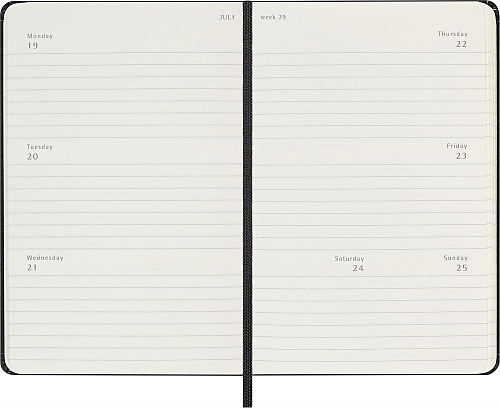 Kalendarz Moleskine 2027 12M rozmiar P (kieszonkowy 9x14 cm) Horyzontalny Tygodniowy Czarny Twarda oprawa (Moleskine Weekly Horizontal Diary/Planner 2027 Pocket Black Hard Cover) - 8056999279707